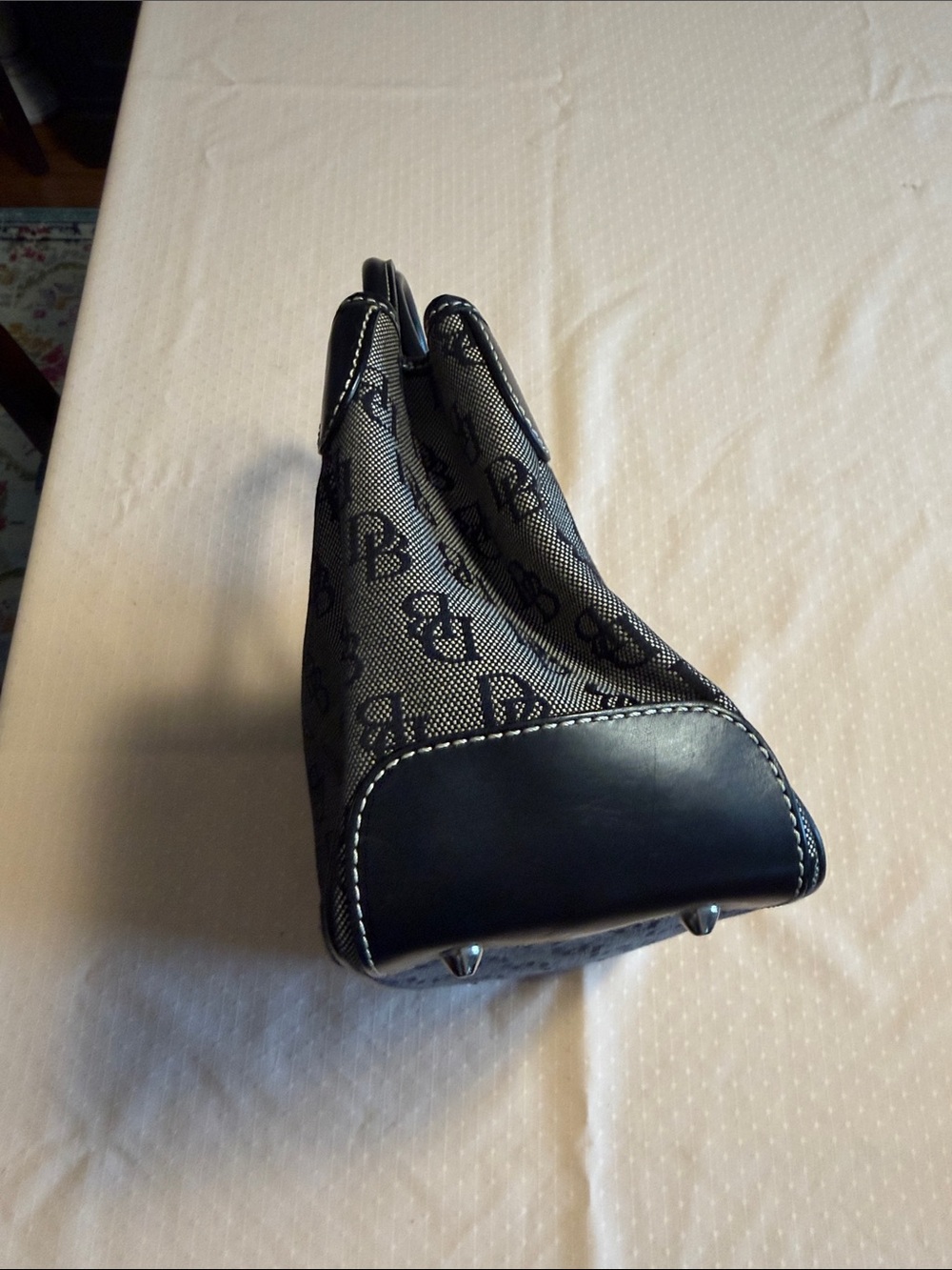 Dooney & Bourke Black and Beige DB Monogram Tote - Picture 6 of 13
